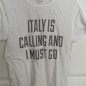 Italy calling White Graphic Tee with Black Text